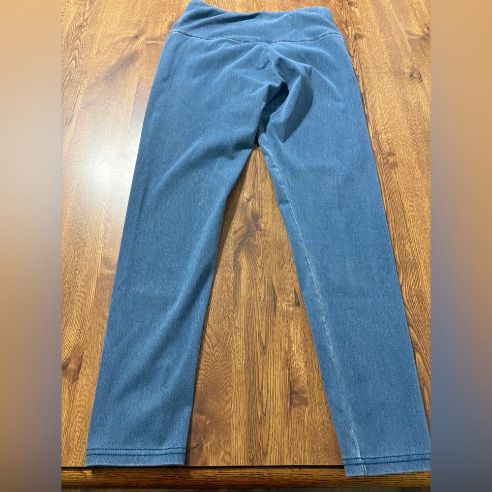 Suave Brand Revolutionary Tummy Control Blue Leggings Sz. M - Picture 5 of 8